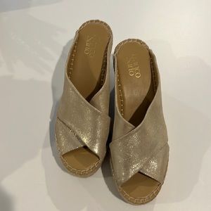 Franco Sarto, gold, espadrille, wedge